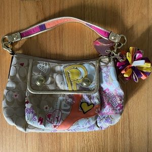 Coach Poppy Graffiti Glam Hearts shoulder bag.